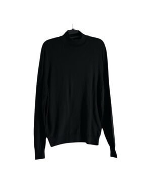 Canali 100% wool sweater Classic Black Sweater mock neck luxury career sz xl